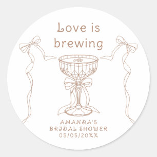 Liefde is in de lucht Handgetekende Bruiloftsshowe Ronde Sticker
