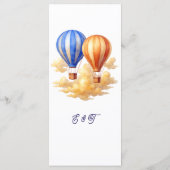 Liefde is in de lucht hete luchtballon reizen brui menu (Achterkant)