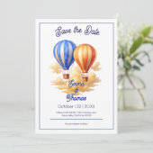 Liefde is in de lucht hete luchtballon reizen brui save the date (Staand voorkant)