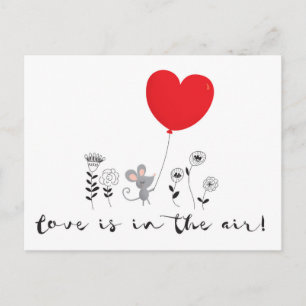 Liefde is in de lucht Little Mouse Valentijn brief Feestdagenkaart