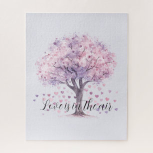 Liefde is in de lucht Paarse Hartboom Legpuzzel