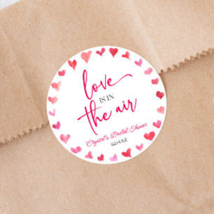 Liefde Is In De Lucht Rood Roze Harten Bruiloft Ronde Sticker