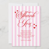 Liefde Is In De Lucht Roze Rode Harten Bruiloft Bedankkaart (Voorkant)