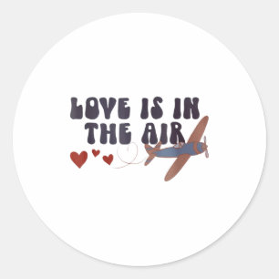 Liefde Is In De Lucht Valentijnsvliegtuig Ronde Sticker