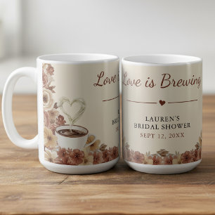 Liefde is in de maak Bruine Bloemige Hart Bruiloft Koffiemok