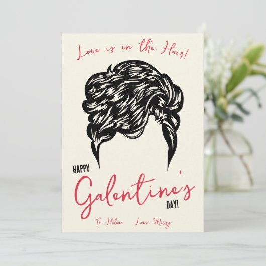 Liefde is in het haar, haarstropdas, Scrunchie Gif Kaart (Staand voorkant)