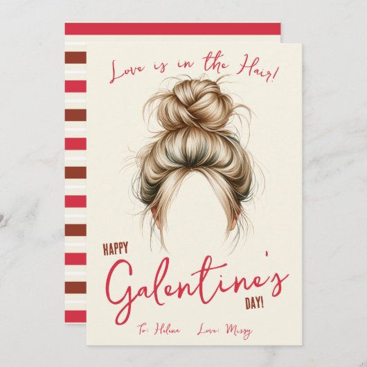 Liefde is in het haar, haarstropdas, Scrunchie Gif Kaart (Voorkant / Achterkant)