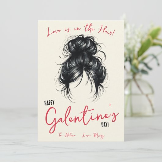Liefde is in het haar, haarstropdas, Scrunchie Gif Kaart (Staand voorkant)