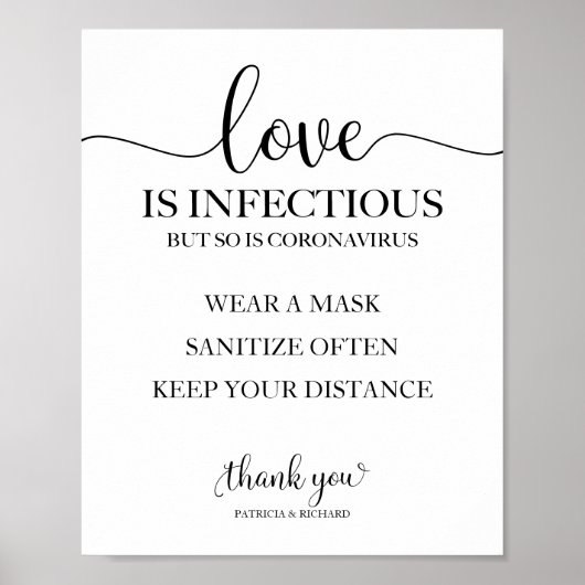 Liefde is infectieus, maar ook Coronavirus Cute Si Poster (Voorkant)