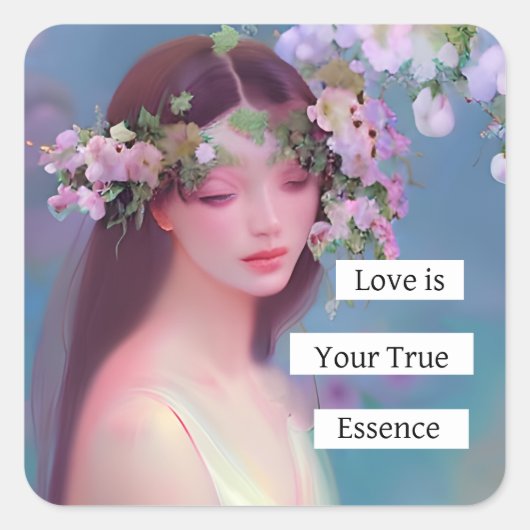 Liefde is je ware essentie | Fairy Like Angelic Vierkante Sticker (Voorkant)