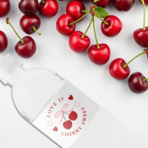 Liefde Is Kers Zoet Bruiloftsfeest Waterfles Etiket