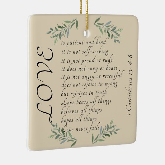 Liefde is kerstboomversiering voor de patiënt keramisch ornament (Rechts)