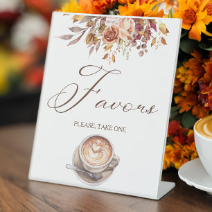 Liefde is koffie zetten bruiloft favoriet tafel reclamebord met voetstuk