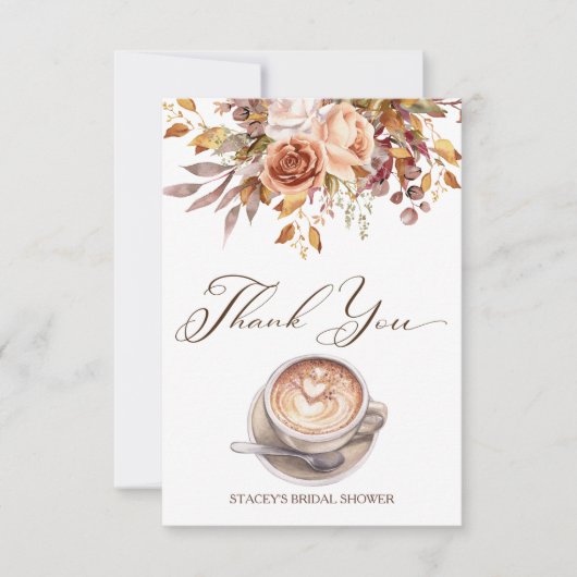 Liefde is koffie zetten herfst bruidsdouche bedankkaart (Voorkant)
