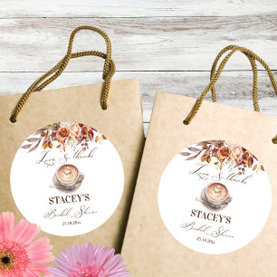 Liefde is koffie zetten herfst bruidsdouche favor ronde sticker