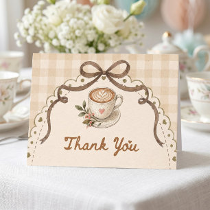 Liefde is koffie zetten Vintage bloemmotief op maa Bedankkaart