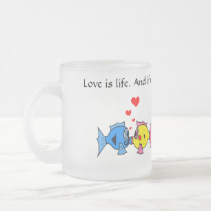 "Liefde is leven" Kissende Fish Matglas Koffiemok