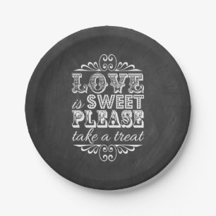 Liefde is lief, alsjeblieft een Treat. Chalkboard Papieren Bordje