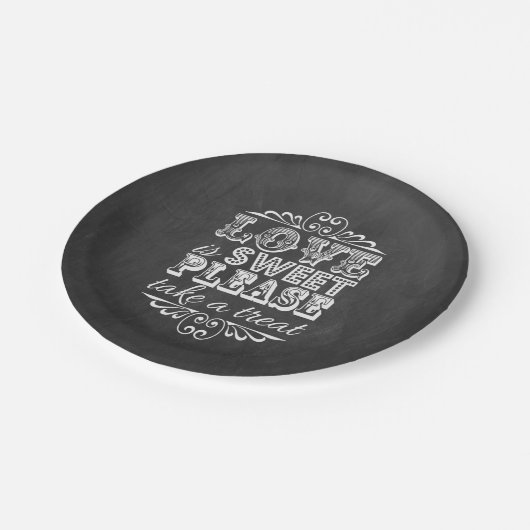 Liefde is lief, alsjeblieft een Treat. Chalkboard Papieren Bordje (Gekanteld)