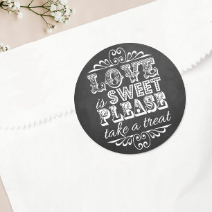 Liefde is lief, alsjeblieft een Treat. Wedding Fav Ronde Sticker