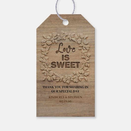 Liefde is Lief Bruiloft Dank u Cadeaulabel (Voorkant)