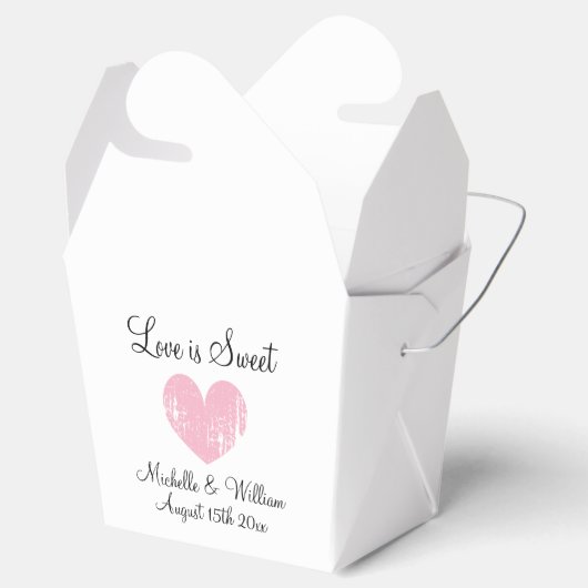 Liefde is lief elegant roze hart aangepaste bruilo bedankdoosjes (Geopend)