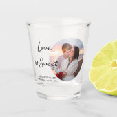 Liefde is lief Foto Favor Shot Glass Shot Glas (Voorkant)