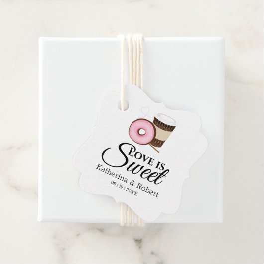 Liefde is lief | Koffie en Donut bruiloft Bedankjes Labels (In situ)