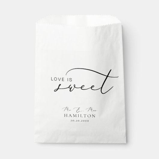 Liefde is lief Modern Minimale Kalligrafie Bruilof Bedankzakje (Voorkant)