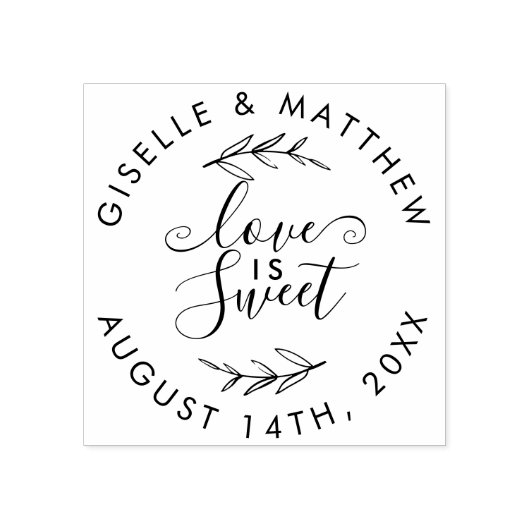 Liefde is lief | Rustieke Hand belettering trouwda Rubberstempel (Afrduk)