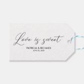Liefde is lief script belettering bruiloft gunsten cadeaulabel (Voorkant (Horizontaal))