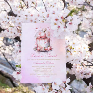Liefde is lief Waterverf bloemencake Vrijgezellenf Kaart
