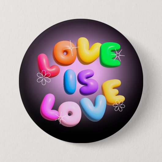 Liefde is liefde 3D Rainbow Pride Button (Voorkant)