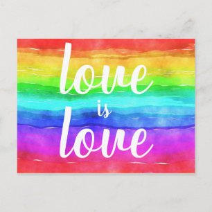 Liefde is liefde Gay Pride Rainbow Waterverf Briefkaart