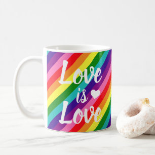 Liefde is Liefde Hart Diagonaal Regenboog 330ml Koffiemok