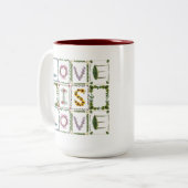 Liefde is Liefde Jubileum met bruiloft Tweekleurige Koffiemok (Voorkant links)