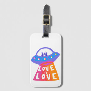 LIEFDE IS LIEFDE Kleurrijke RAINBOW Ruimtewezens Bagagelabel