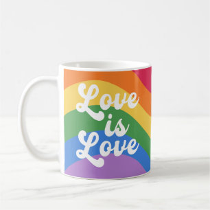 Liefde is Liefde Kleurrijke Regenboog Retro Script Koffiemok