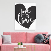 LIEFDE IS LIEFDE LBGT modern hart wit belettering Canvas Afdruk (Insitu (Woonkamer))