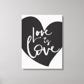 LIEFDE IS LIEFDE LBGT modern hart wit belettering Canvas Afdruk (Voorkant)