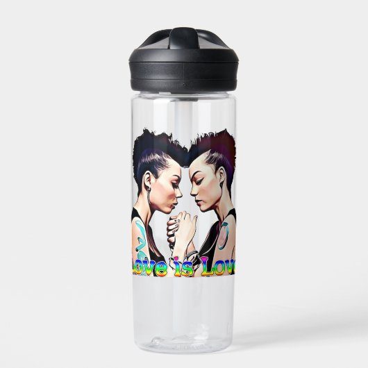 Liefde is Liefde Lesbische Pride Waterfles (Voorkant)