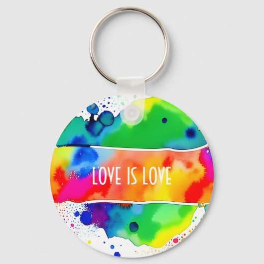 Liefde is Liefde LGBT Pride Rainbow Custom Sleutelhanger (Voorkant)