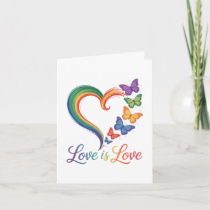 Liefde Is Liefde LGBT Vlinder Hart Regenboog Feestdagen Kaart