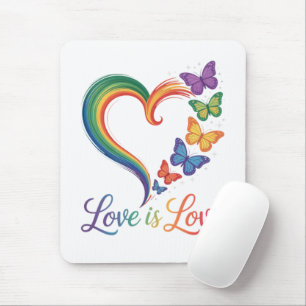 Liefde Is Liefde LGBT Vlinder Hart Regenboog Muismat