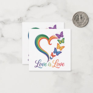 Liefde Is Liefde LGBT Vlinder Hart Regenboog Notitiekaartje