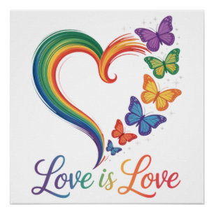 Liefde Is Liefde LGBT Vlinder Hart Regenboog Perfect Poster