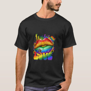 Liefde Is Liefde LGBTQ Vlag Lippen Zonnebloem Rege T-shirt