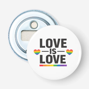 Liefde Is Liefde – Minimaal Regenboog Hart Pride D Button Flesopener