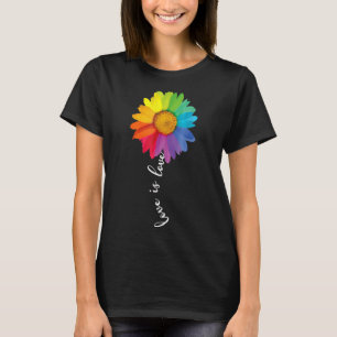 Liefde Is Liefde Rainbow Daisy Bloem LGBT Gay Lesb T-shirt