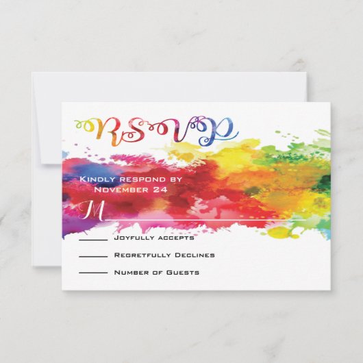 Liefde is liefde Rainbow Splatter RSVP (Voorkant)